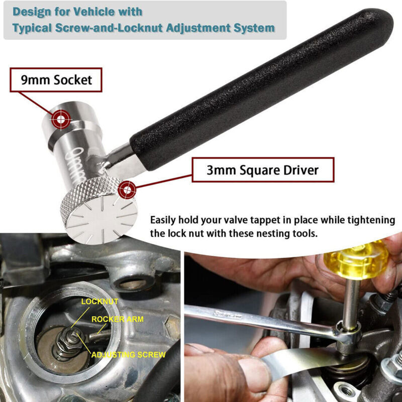 Valve Tappet Adjusting Tool Square Adjuster 3mm/9mm Socket For ATVs Motorcycle