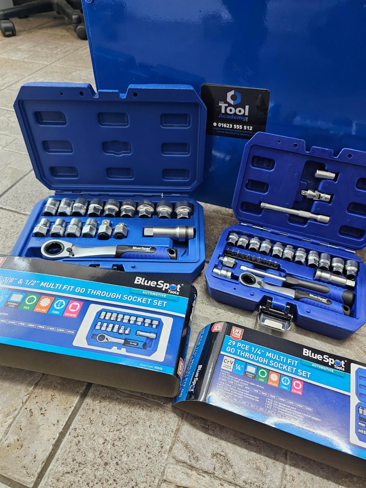Blue Spot Tools Multi Fit Go Through Socket Set 1/4” 3/8” & 1/2” 4.5mm – 24mm