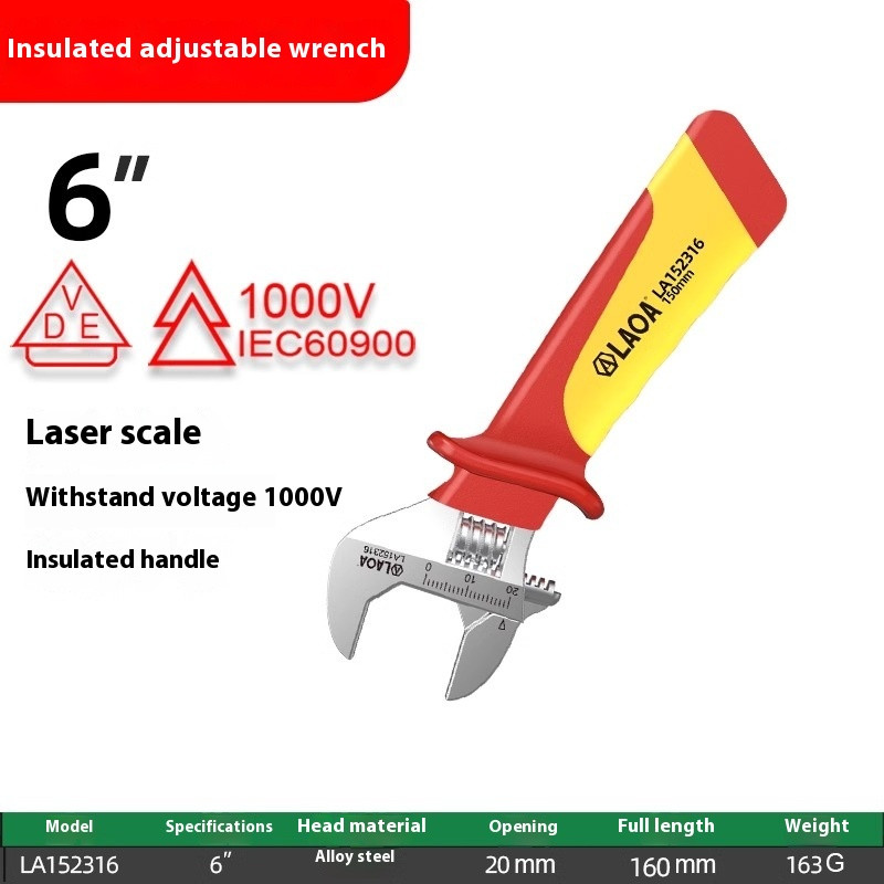 Insulated Movable Wrench Movable Plate Electric Shock Prevention Repair Tools