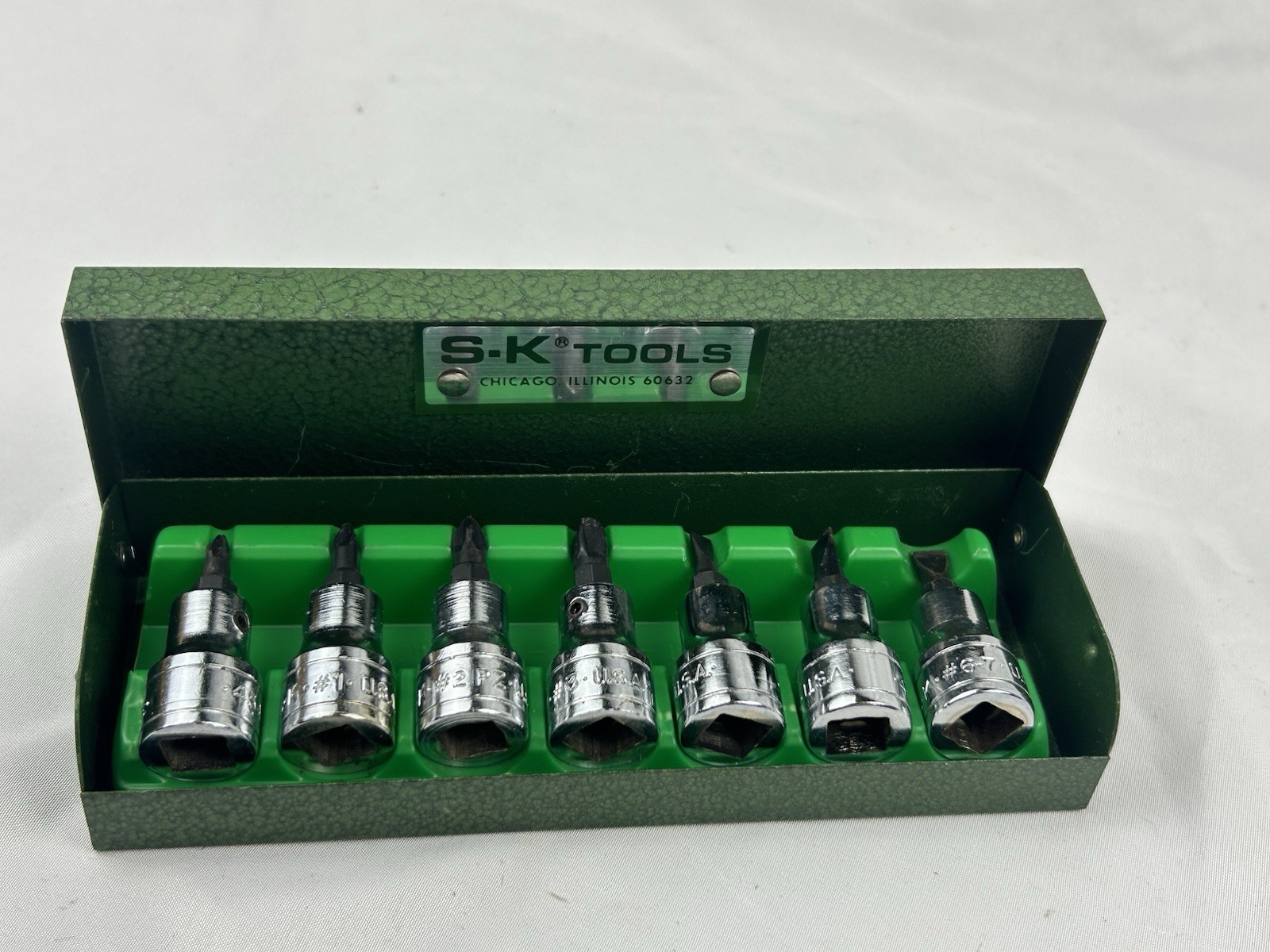 Mint Vintage Rare SK Tools 7pc 3/8″ dr Screwdriver Bit Socket Set USA! #19737