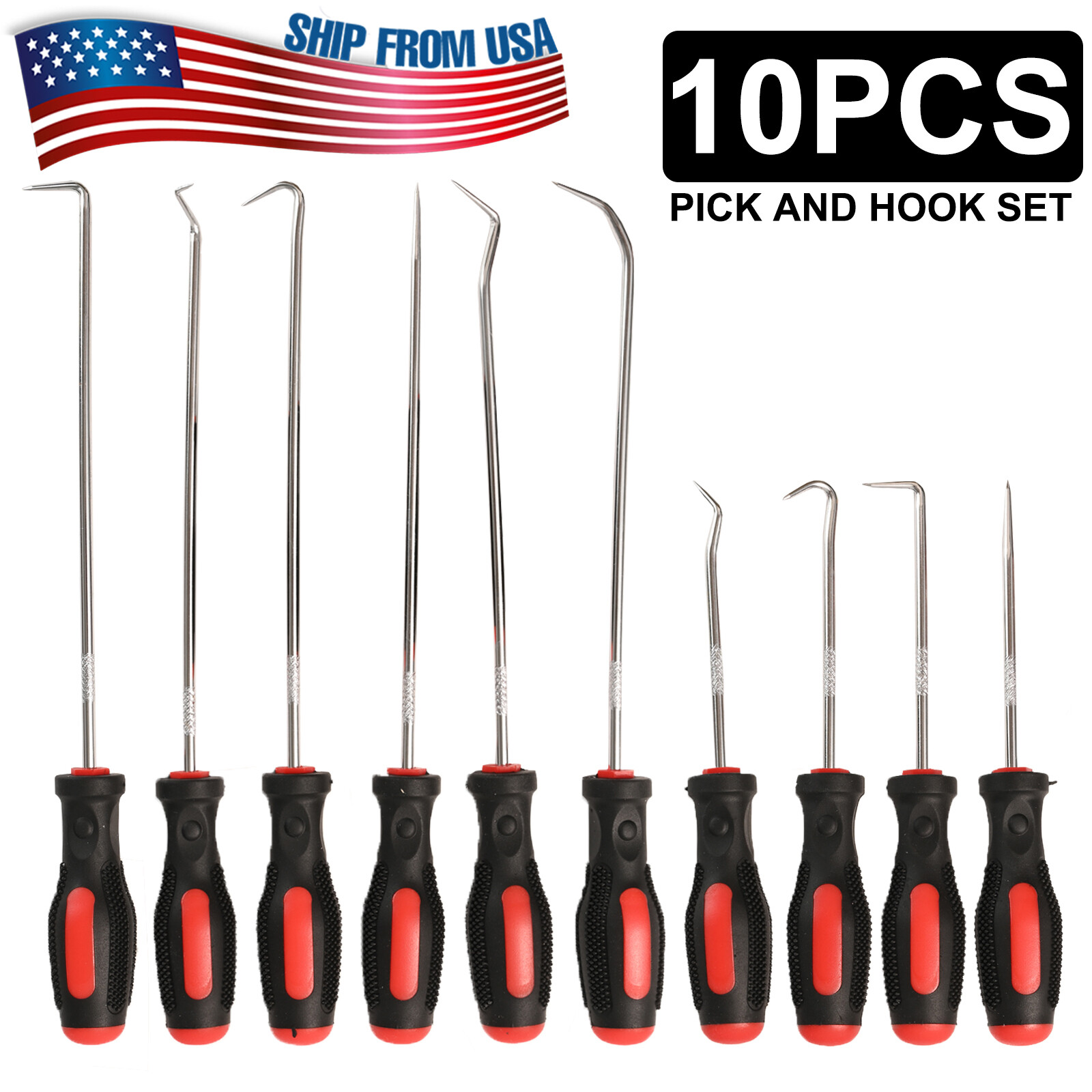 10pcs O Ring Seal Remover Tool Hook & Pick Set Mechanics Garage Tool Hose Puller