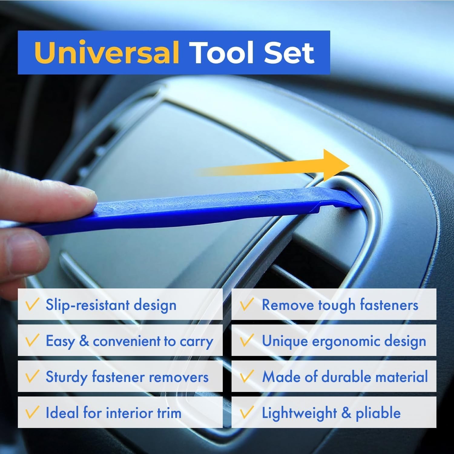 Universal Clip Remover Tool Set – 5-Piece Lightweight Pry Kit for Car Interiors