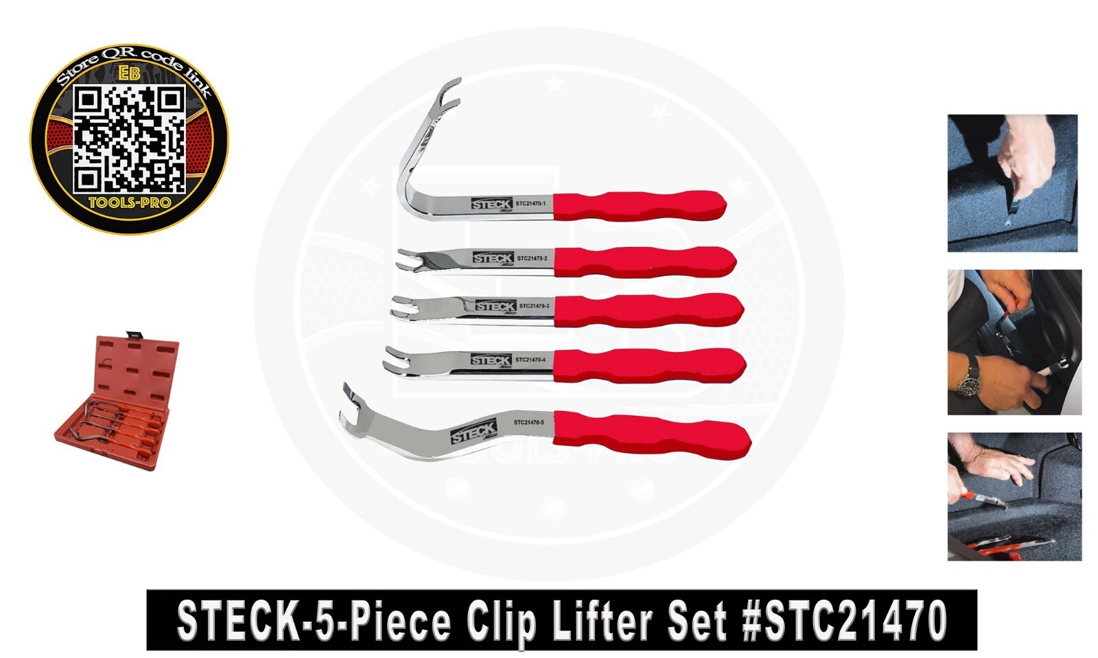 Steck-21470 5-Piece Clip Lifter Set With 5mm, 7mm & 13mm Offset Spreads