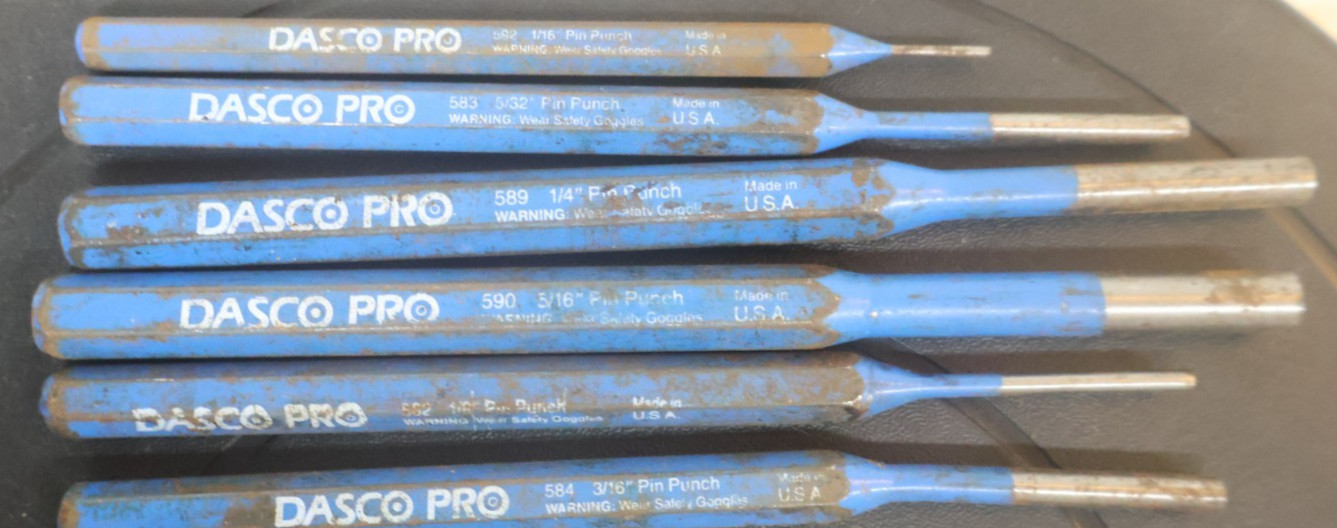 Used Original 6 Vintage Dasco Pro Pin Punches Set 589 592 583 590 584 582 – USA