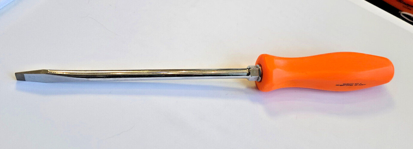 SNAP-ON TOOLS 5.5″ ELECTRIC ORANGE Screwdriver HARD PLASTIC ACETATE HANDLE SDD8A