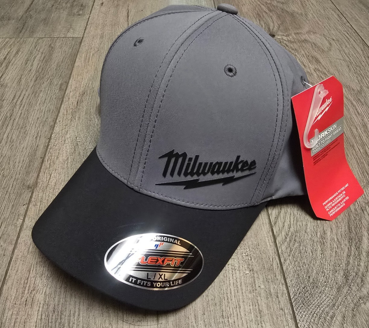 Milwaukee Large/ X-Large Dark Grey/Black Flexfit Workskin Fitted Hat #507DG-LXL