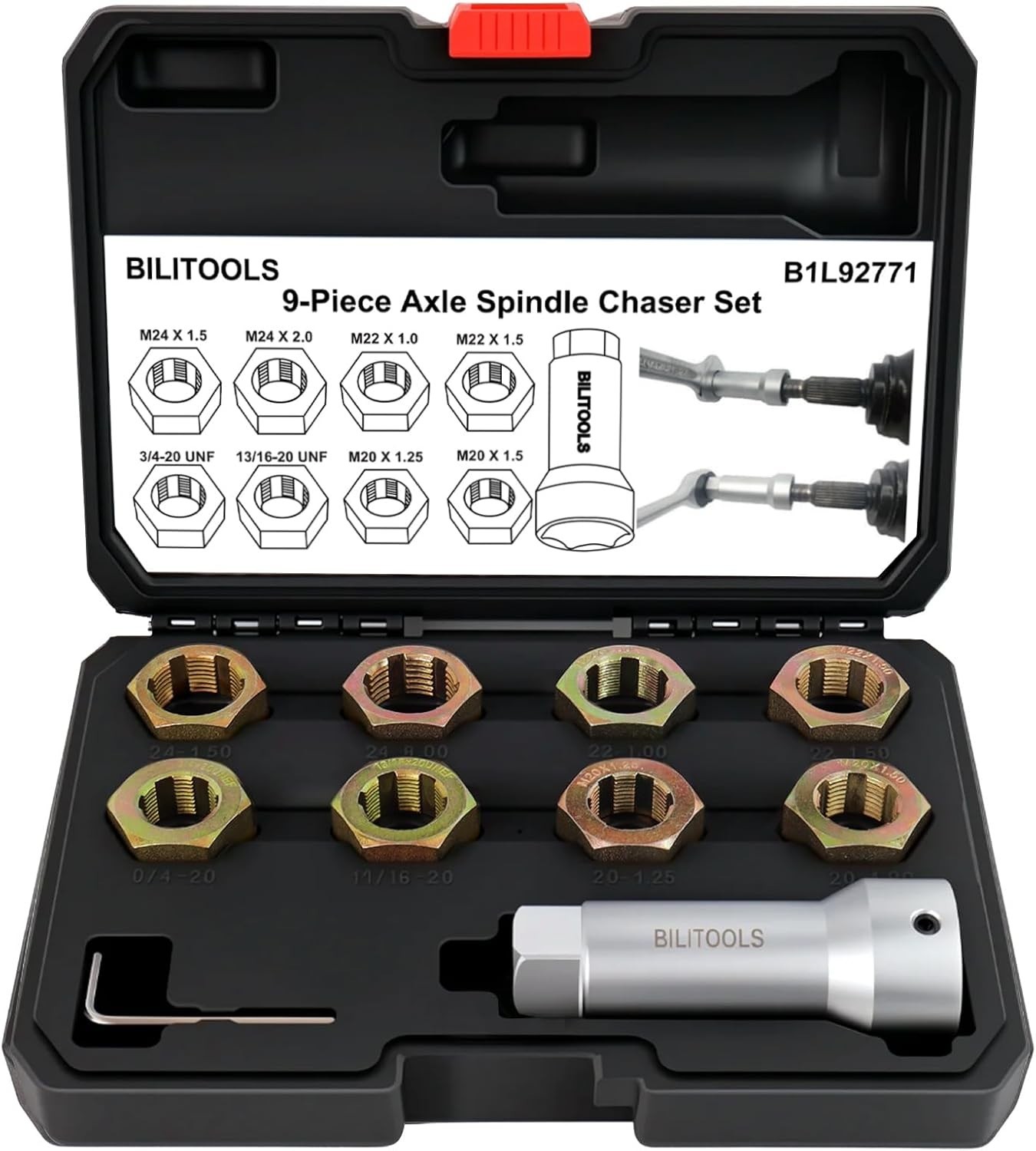 10piece Axle Spindle Thread Chaser Set Thread Rethreading Restorer Tool Metric M
