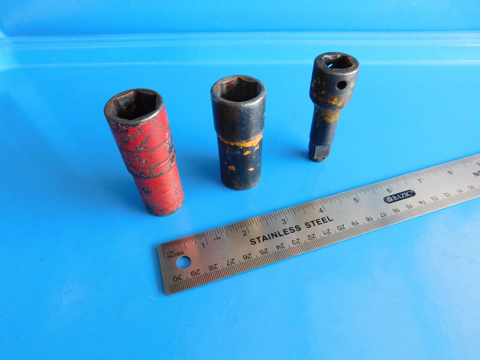 USED ,SNAP ON TOOLS DOUBLE ENDED LUG NUT SOCKET SET, 3 PC’S, SOCKETS & EXT.