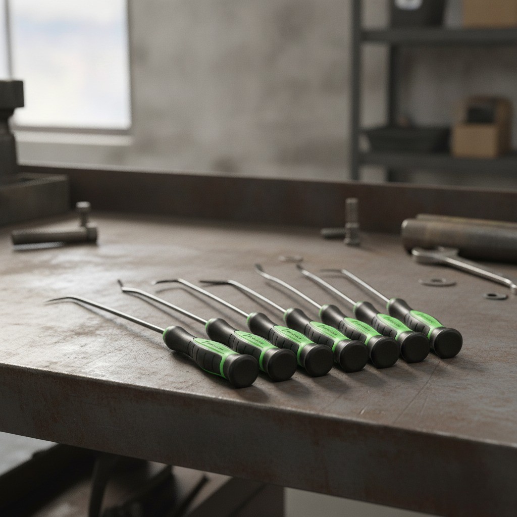Hook and Pick Set, 10 Piece, CR-V Steel, Rubber Handle, Automotive Tools