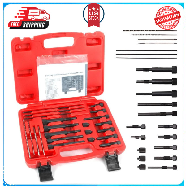 Professional Glow Plug Removal Tools – 22 Piece Kit with Heavy-Duty Toolbox