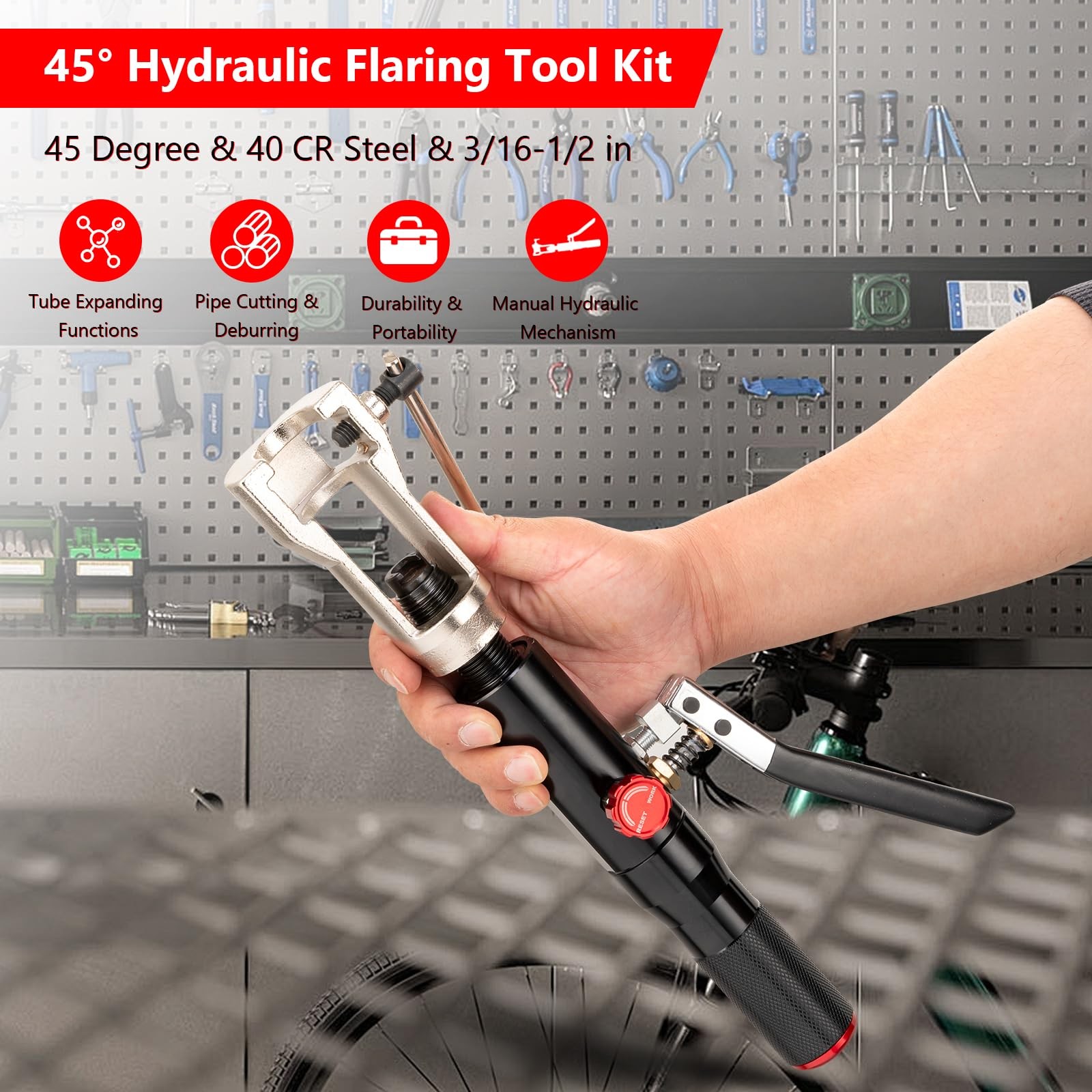 Hydraulic Brake Line Flaring Tool Kit ,Double Flaring Tool 45° for 3/16″ to 1/2″