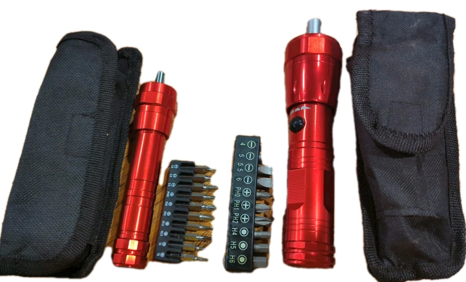 Two Skil Branded Flashlight Screwdriver Tools With Inserts Cases No Batteries