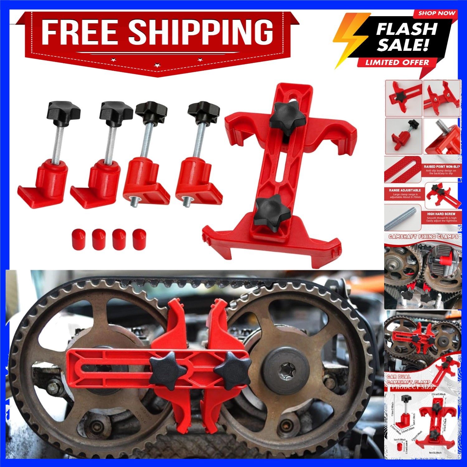 Engine Timing Tool, Camshaft Locking Tool, 9PCS Car Auto Dual Cam Clamp Camsh…