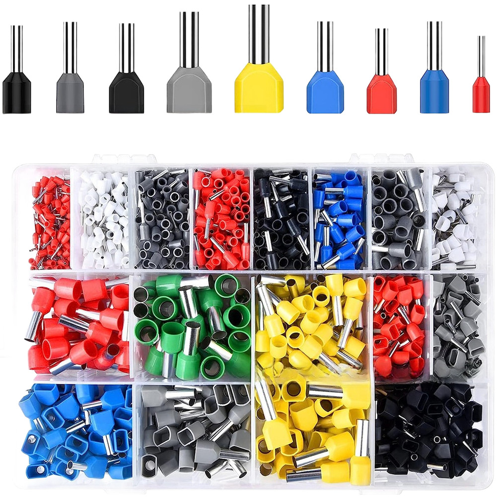 1200PCS Wire Connectors Copper Insulated Crimp Terminals with Storage Box