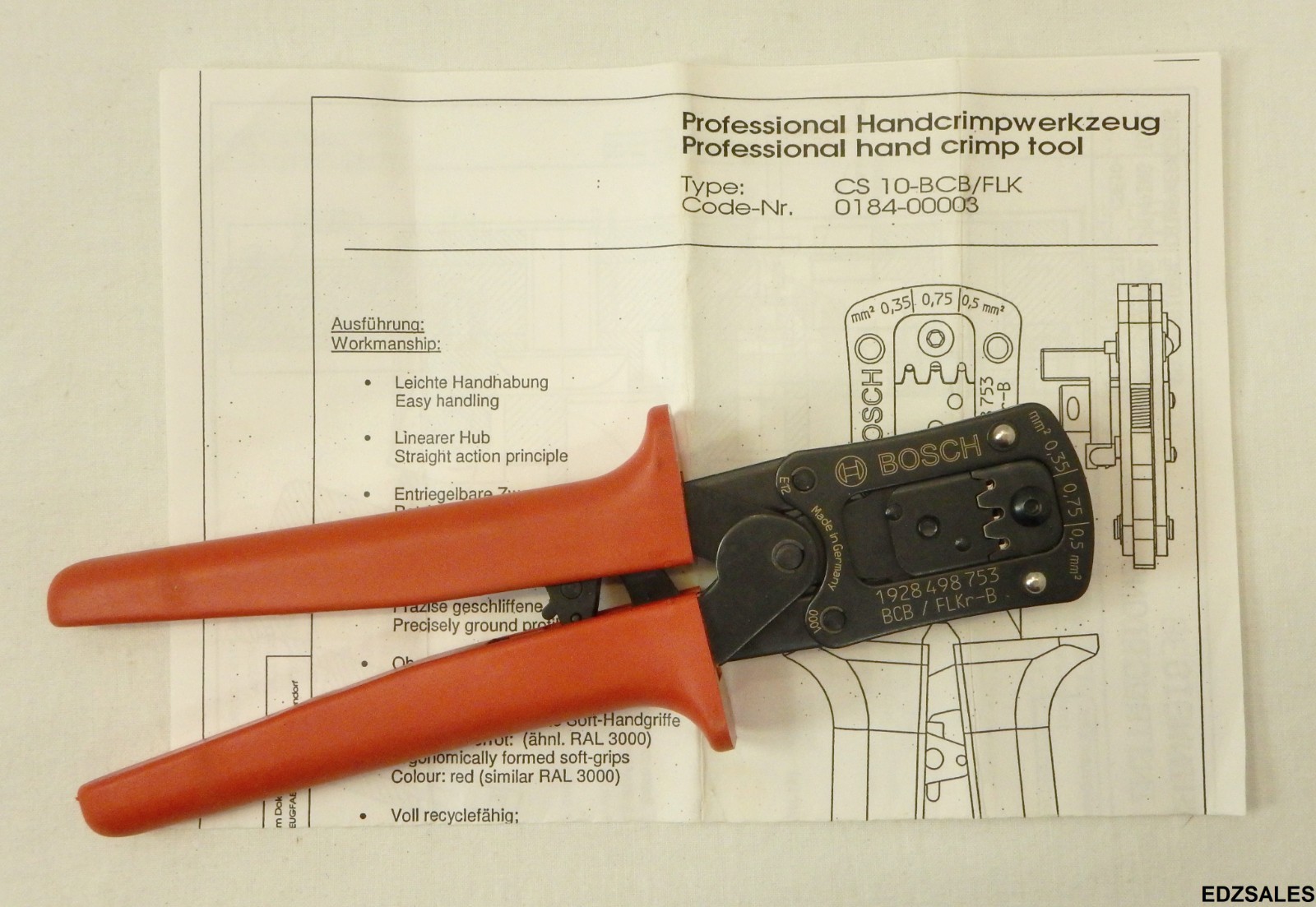 Bosch Wezag Type CS 10-BCB/FLK Professional Hand Crimp Tool Crimpers 1928498753