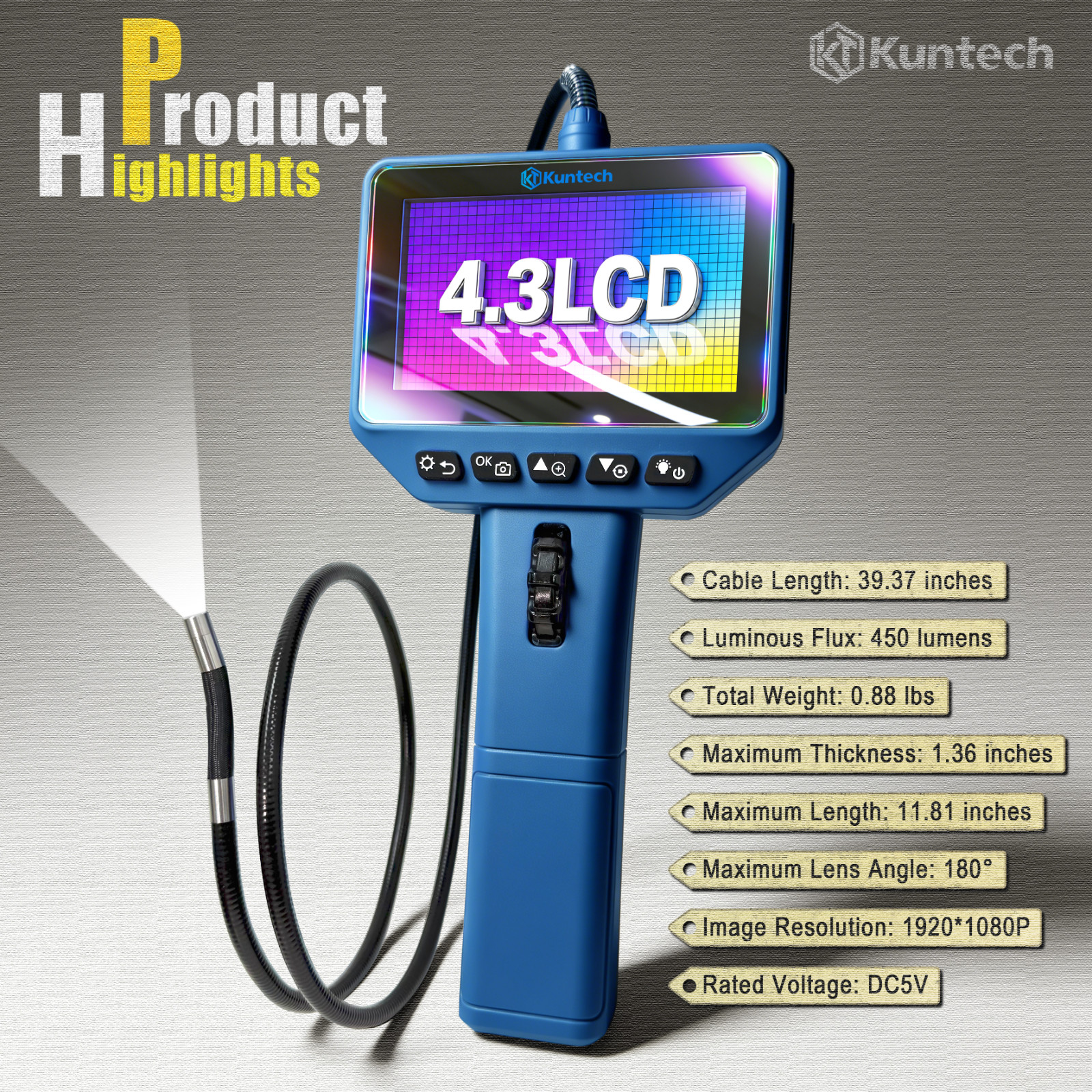 Two-Way 210° Articulating Inspection Borescope 6.2mm Endoscope Camera With Light