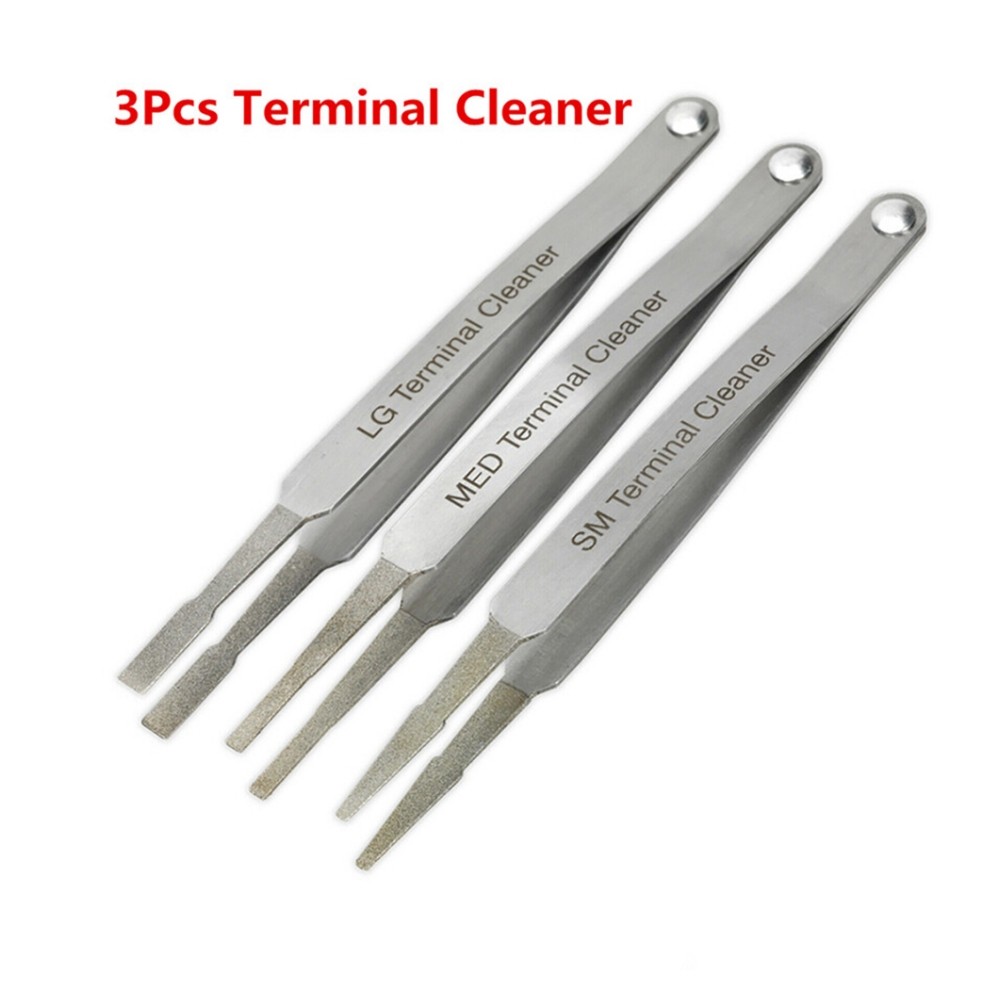 3Pcs Car Terminal Cleaner Tool Kit Fit for Spade Pin Electric Connector Tweezer~