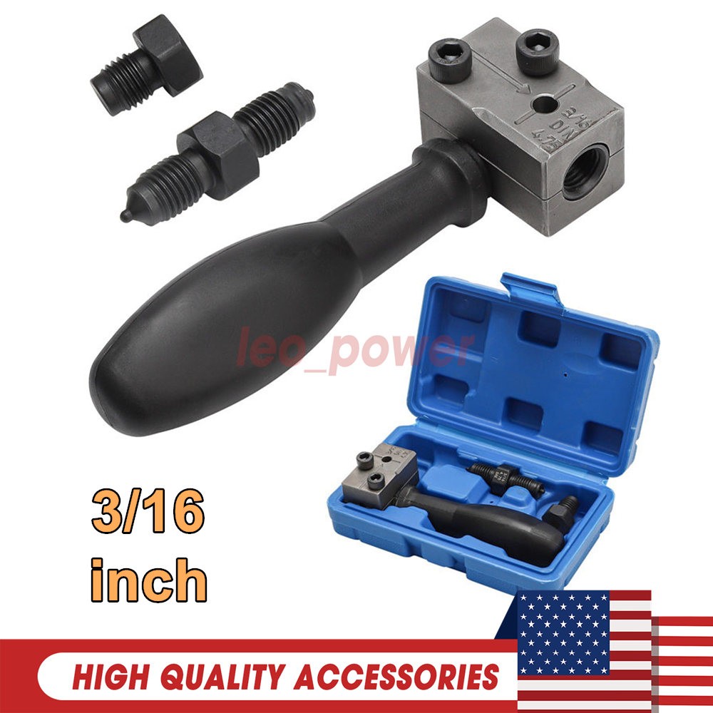 Car Brake Line 3/16″ Double Flaring Kit 45° Handheld Pipe Flares Tool w/ Storage