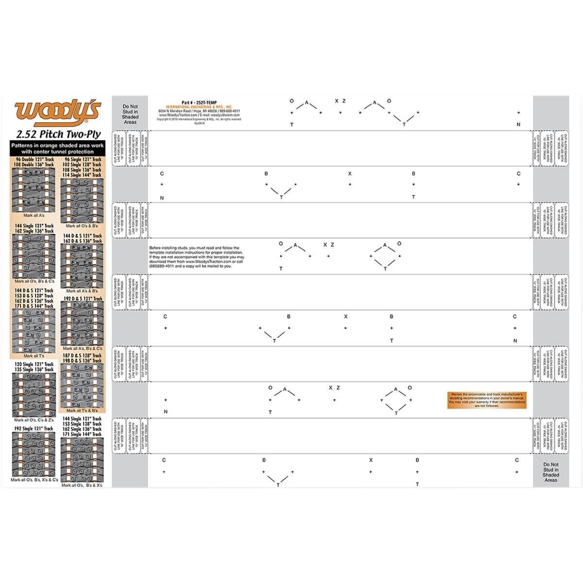 Woodys Studding Template – 252T-TEMP