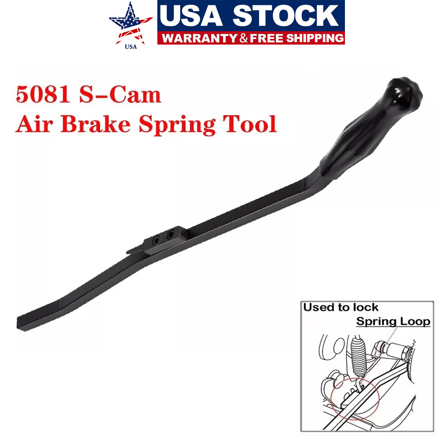 5081 S-Cam Air Brake Spring Tool Replace for Heavy Duty Steel Semi-Truck Black