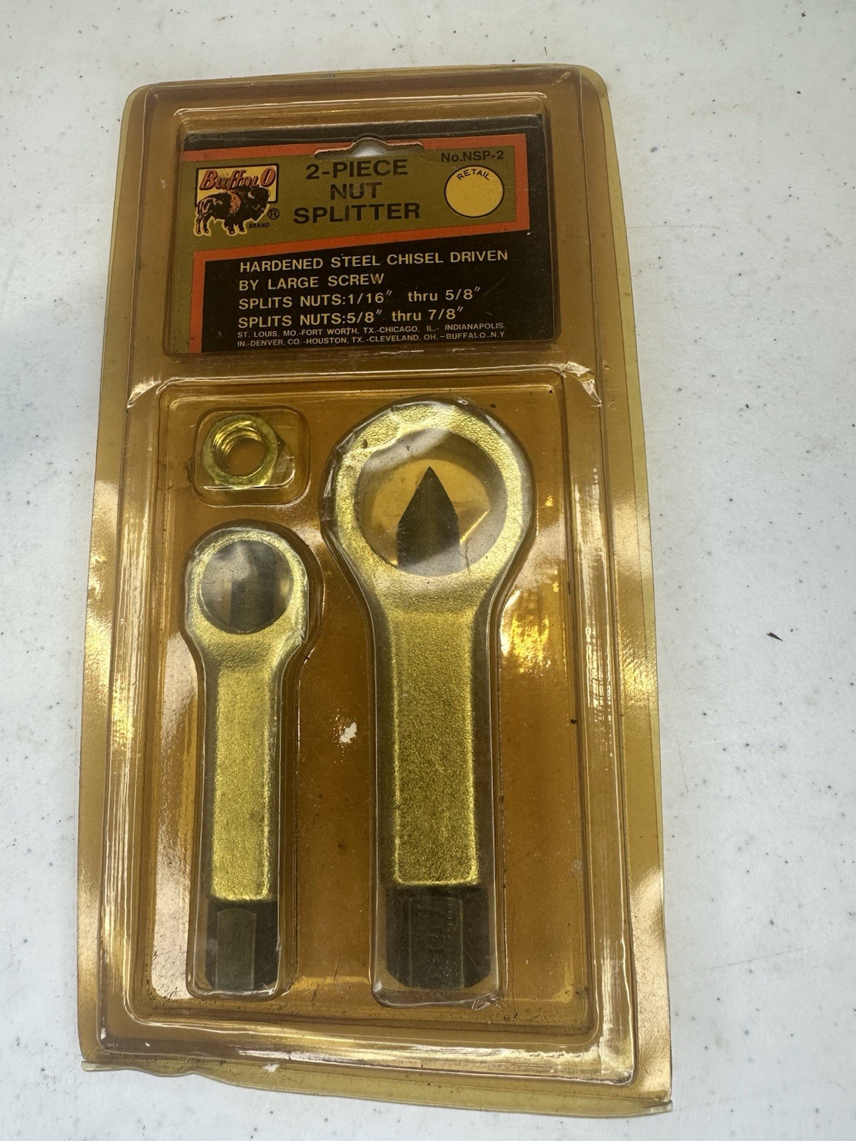 Buffalo Brand 2-Piece Nut Splitter Set Hardened Steel Heavy Duty Tool NSP-2