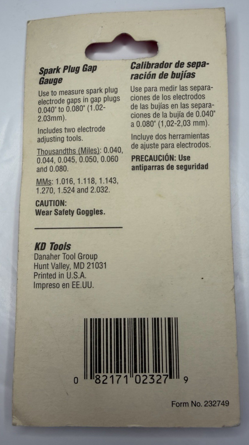 KD Tools – Spark Plug Gap Gauge [0.040″-0.080″] (Part # 2327) **USA MADE**