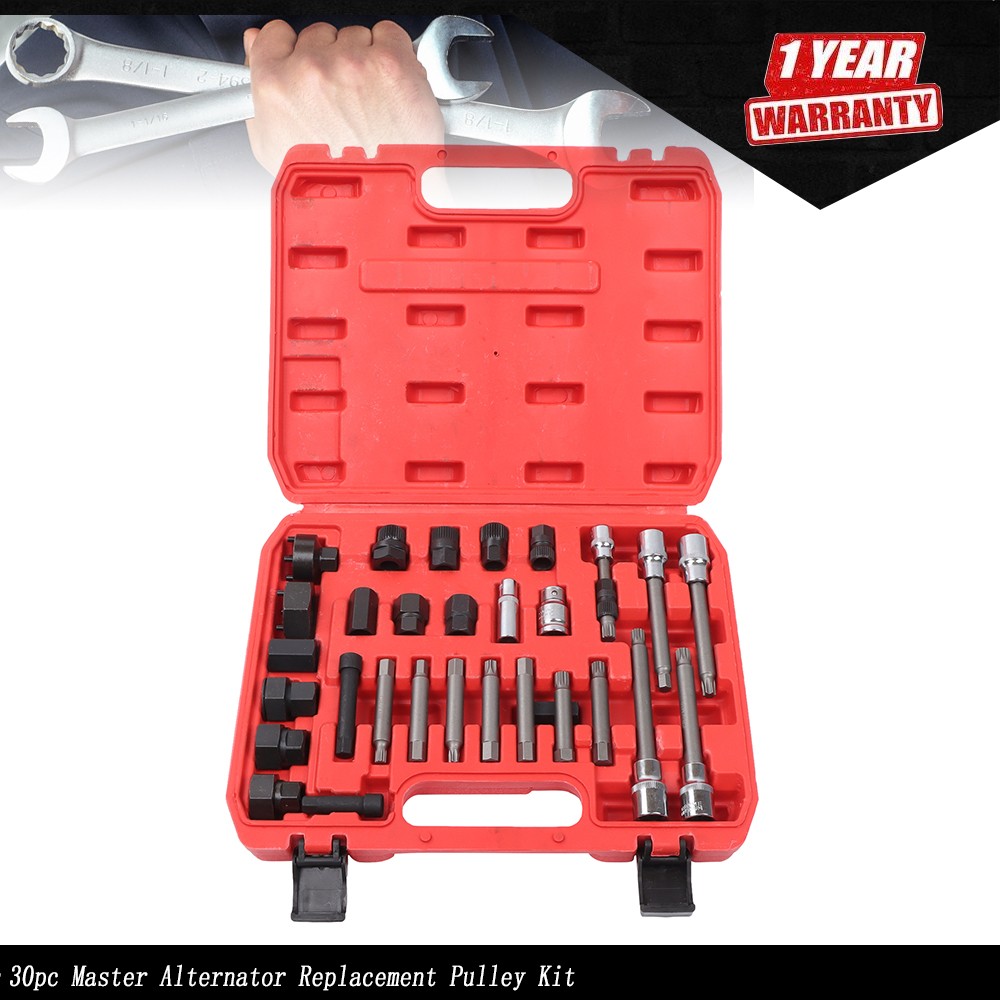 30-Piece Auto Master Alternator Replacement Pulley Removal & Install Tools Kit