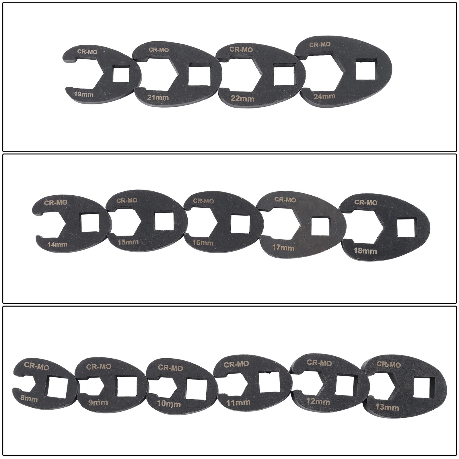 Labwork 15Pcs Crowfoot Flare Nut Wrench Set Metric 3/8″ and 1/2″ 8 to 24 mm Nuts