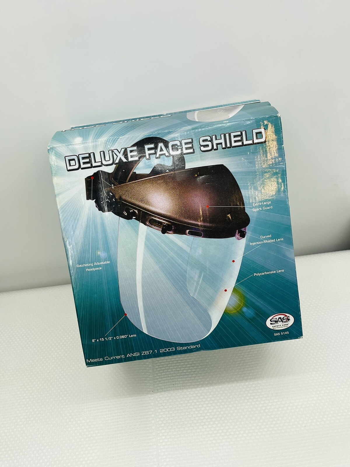 SAS Safety 5145 Impact-Resistant Deluxe Clear Faceshield w/ Adj Headpiece