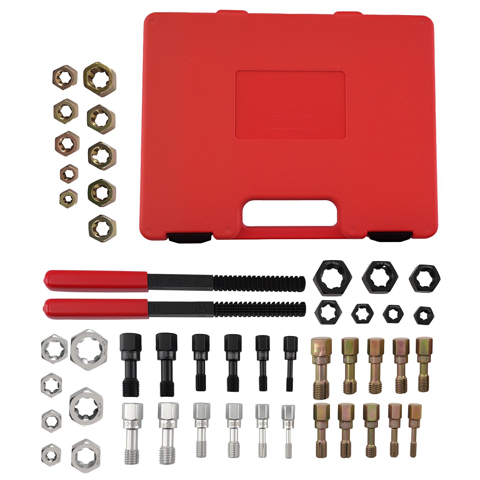 48Pc Metric SAE Tap Die Rethreading Kit Thread Chaser Repair w/Files