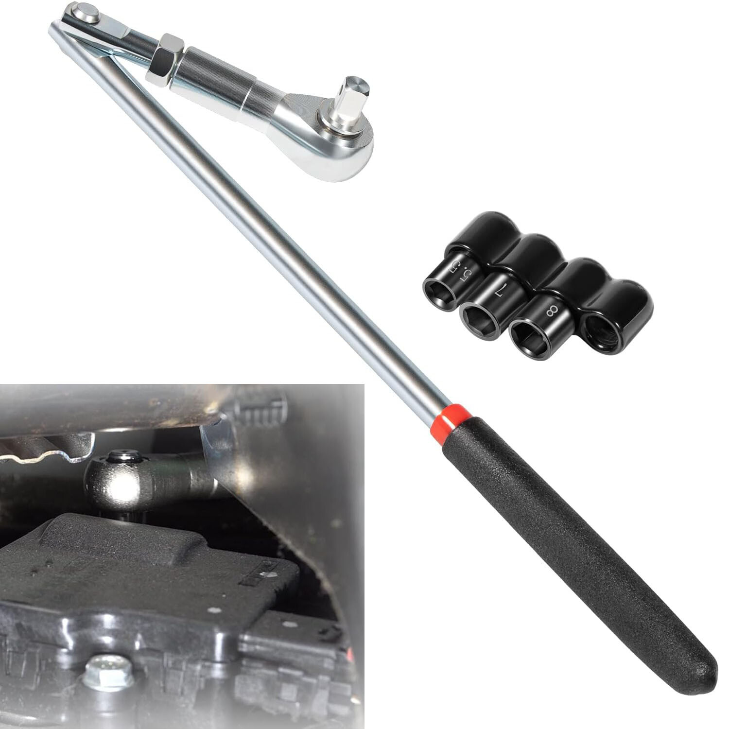 Tool 64180 Actuator Motor Wrench Set 5.5mm 7mm 8mm Socket 1/4″ Drive Adapter 5PC