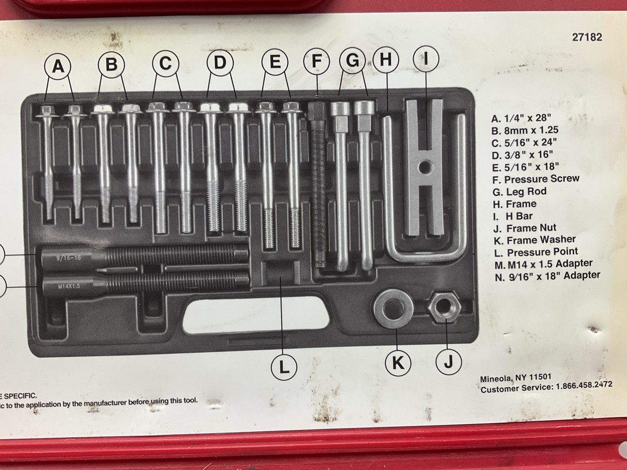 USED #17 – OEM TOOLS 27182 Steering Wheel Puller Set Removal Kit Lock Plate Tool