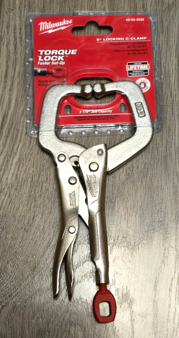 Milwaukee Tools Torque Lock, 6″ Locking Welding C-Clamp Pliers #48-22-3532