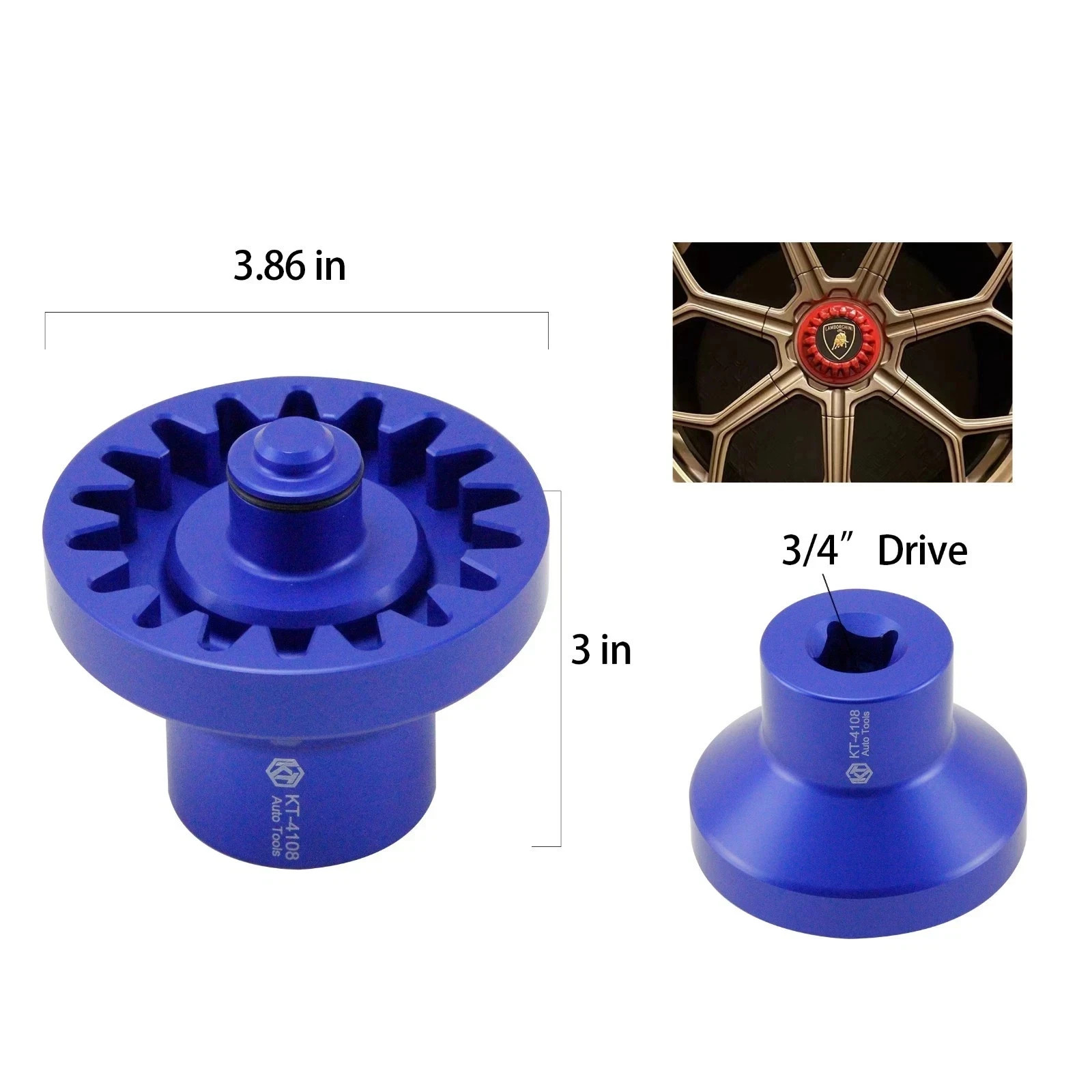 Center Lock Wheel Nut Socket for Lamborghini Dani, 3/4 Drive,Anti-Theft
