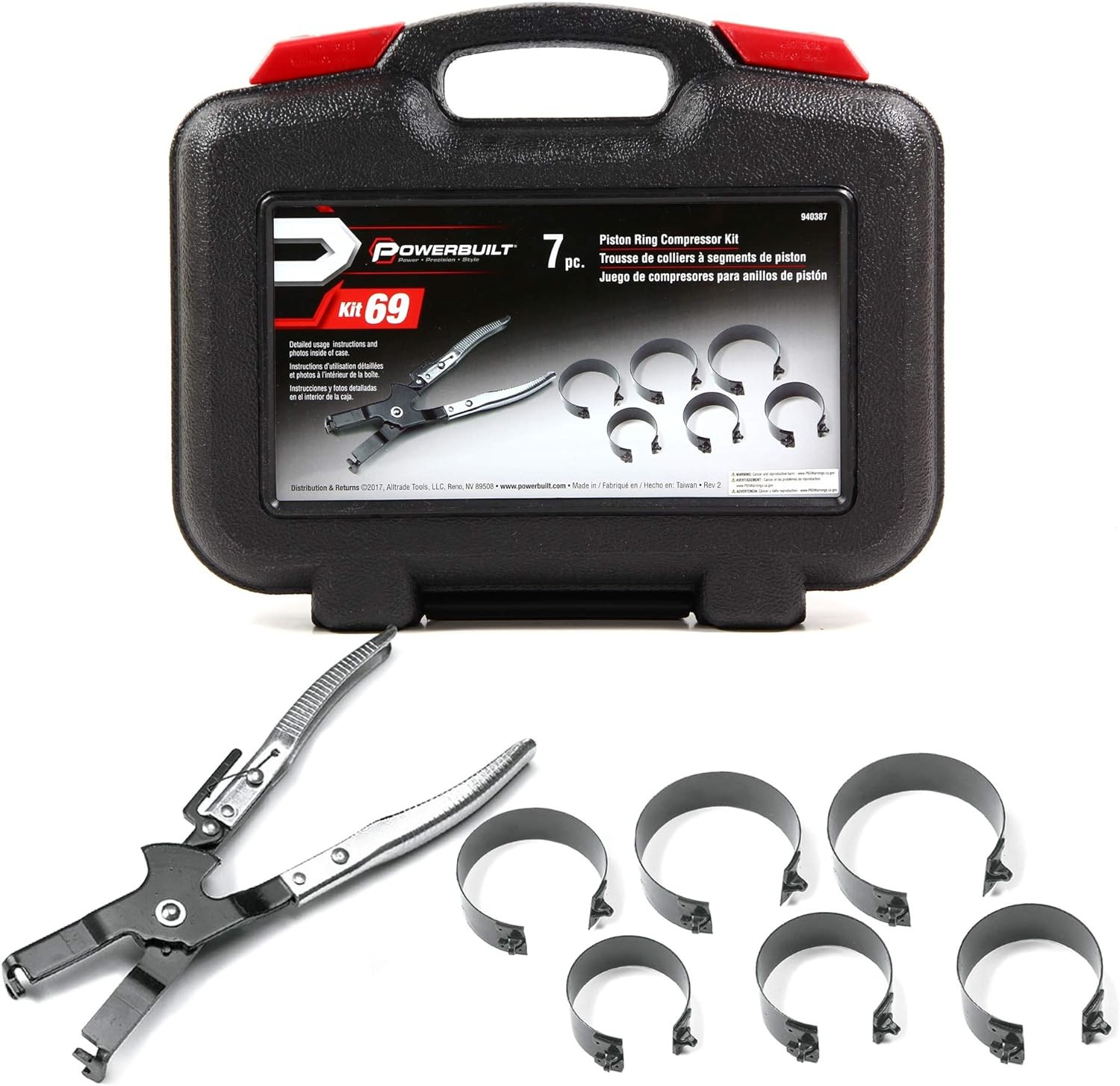 Piston Ring Compressor Tool Set for Car Engine Vehicle Maintenance Clamps Ratche