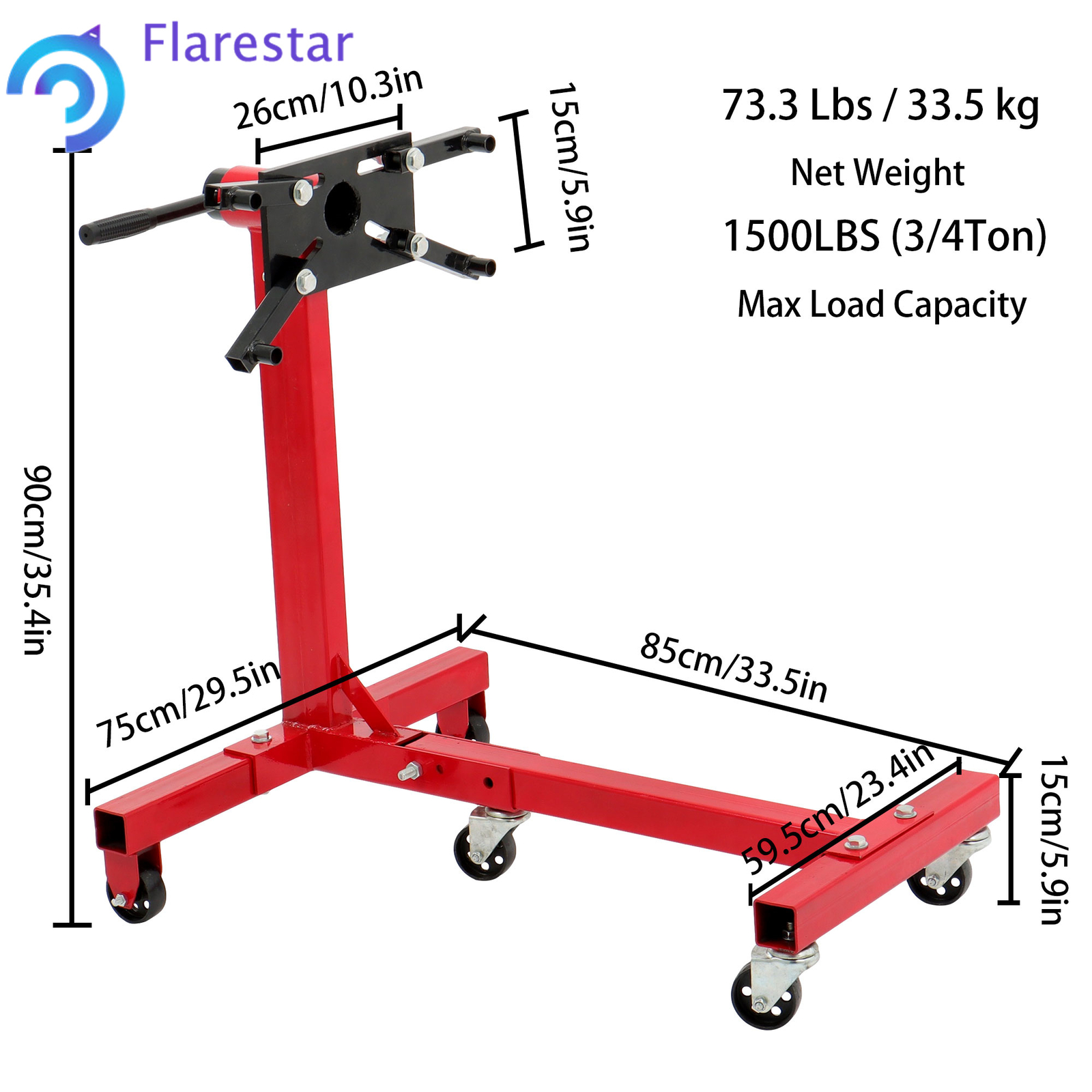 Capacity 3/4 Ton Heavy-duty Engine Block Hoist Folding Engine Stand 1500LBS