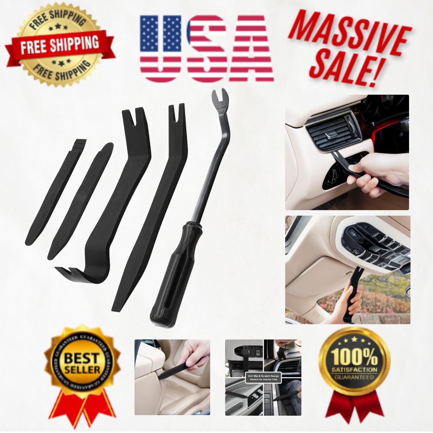 Ergonomic Trim Removal Tool Set – 5 Pcs for Automotive Repair Convenience