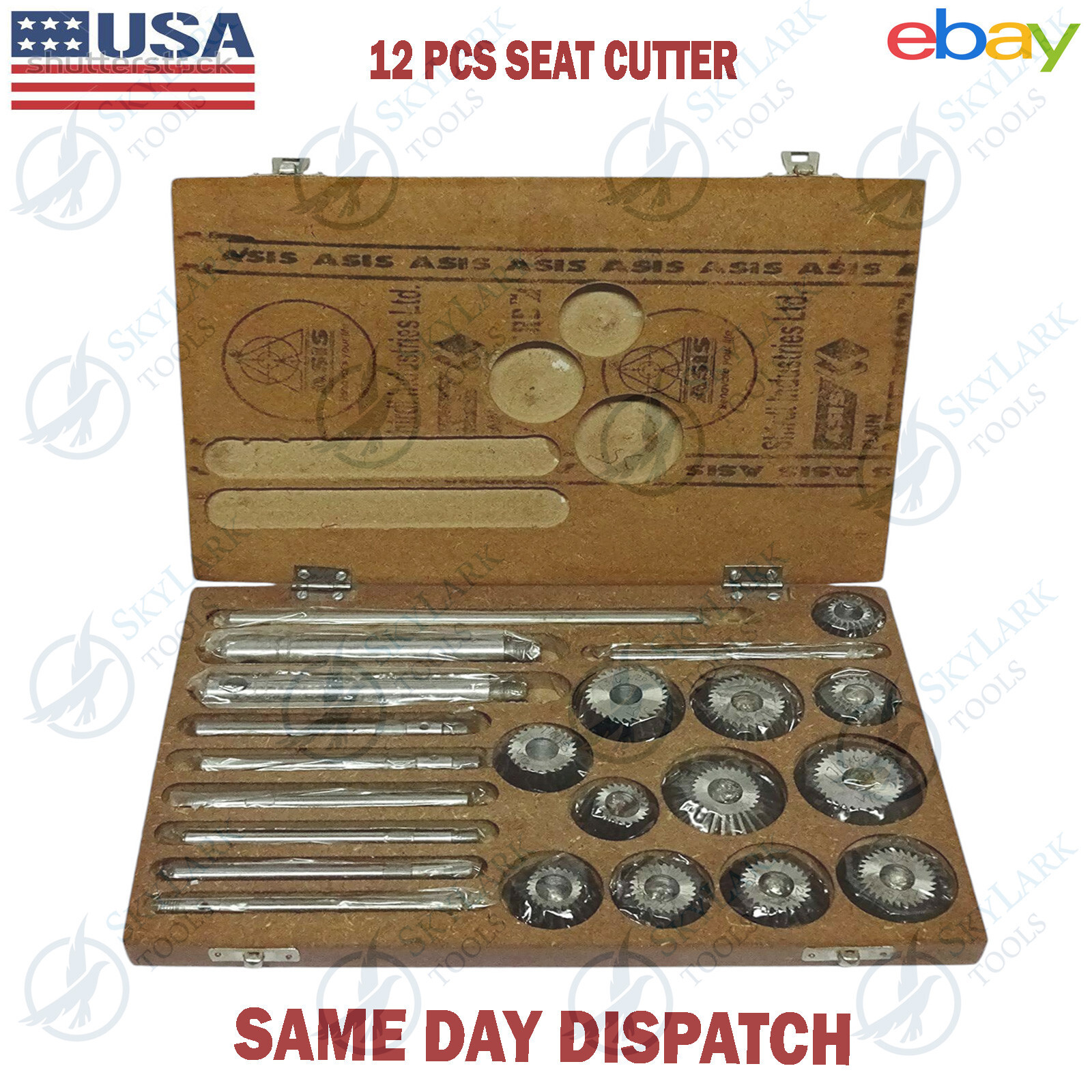 Valve Seat & Face Cutter Set 12 Pcs for Vintage Old Cars & Bikes in Box