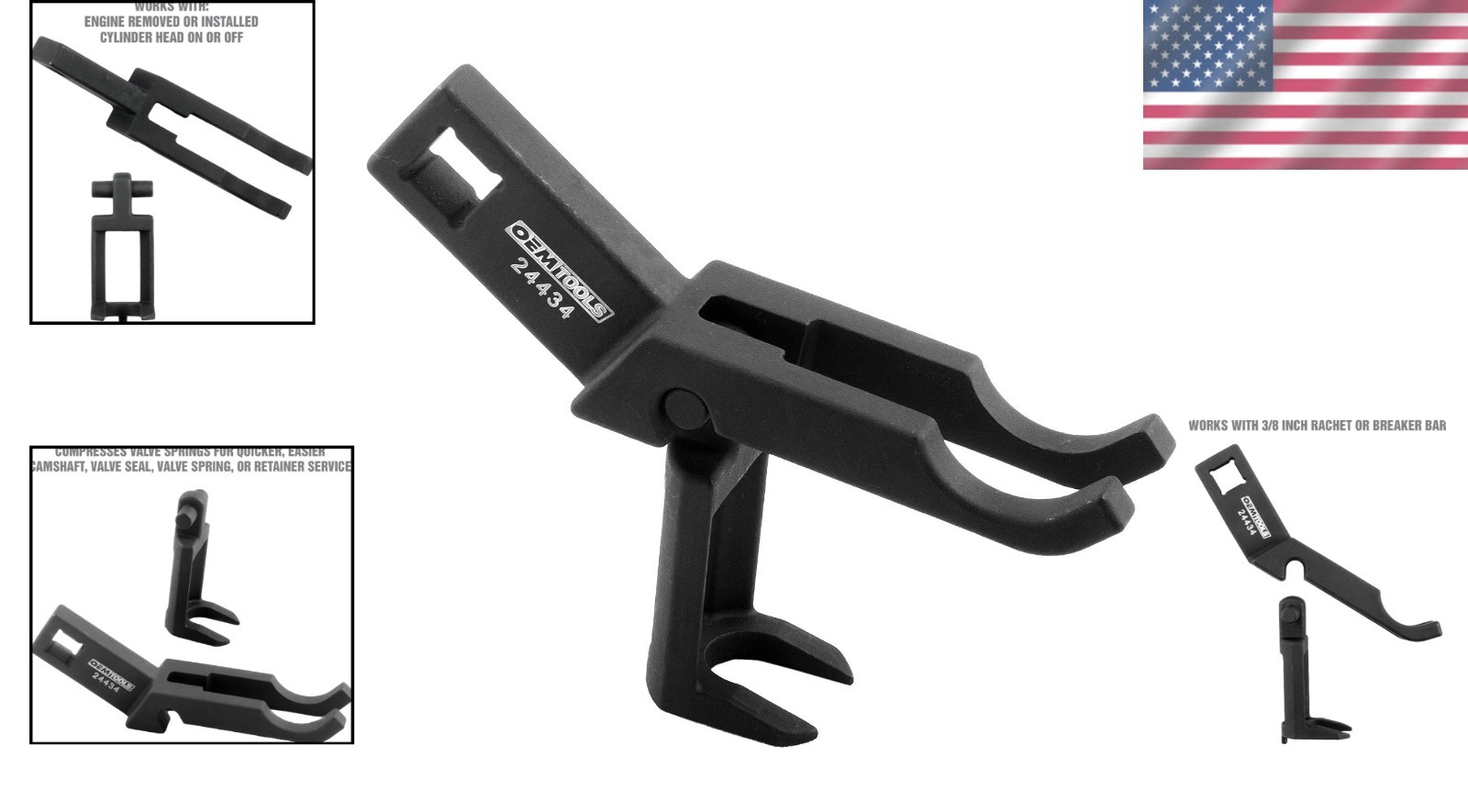 24434 Ford Valve Spring Compressor for 2-Valve V8 Engines – Black Steel Tool
