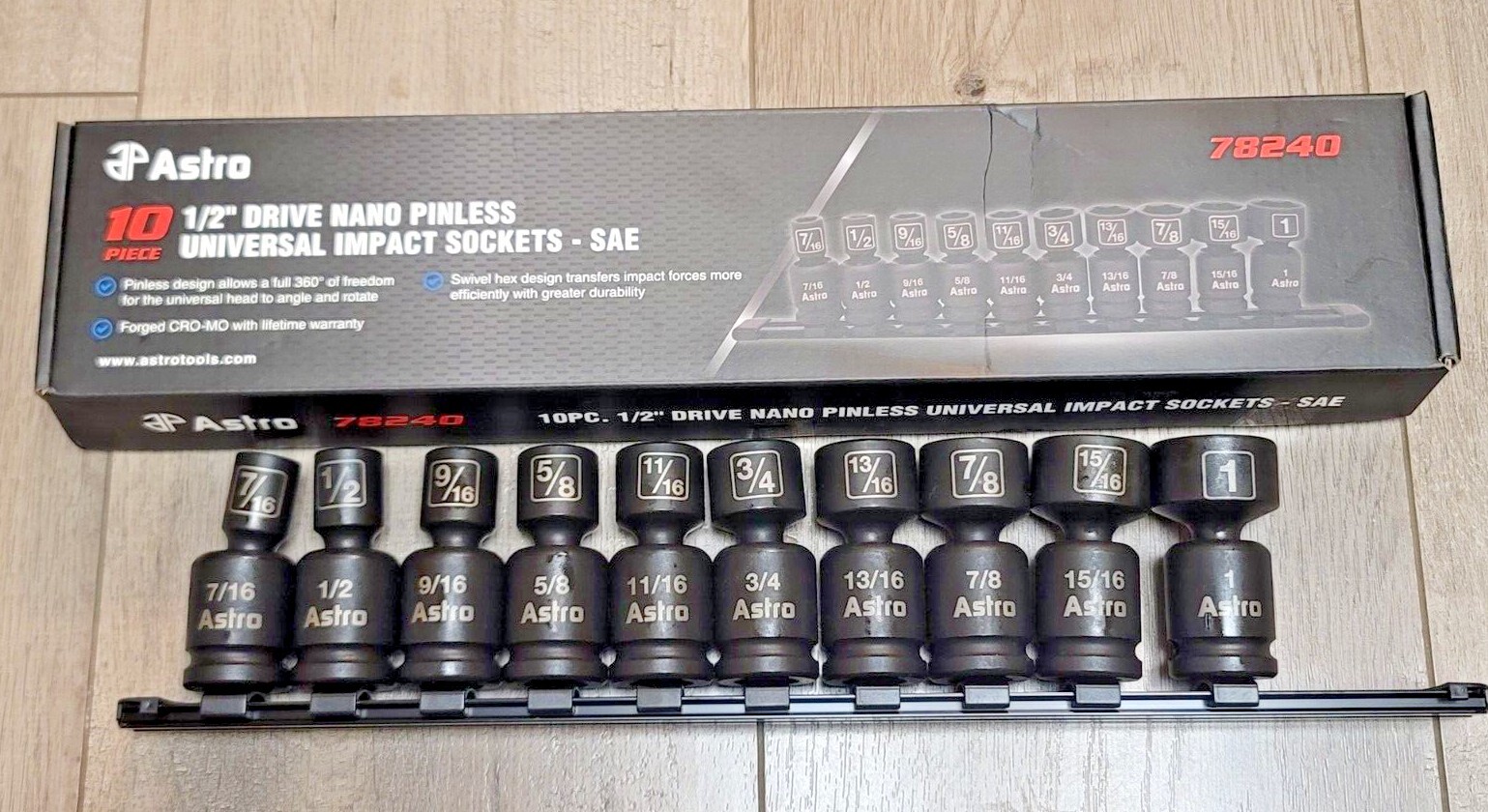 Astro Pneumatic 1/2″ dr SAE Pinless Nano Universal Impact Socket Set #78240