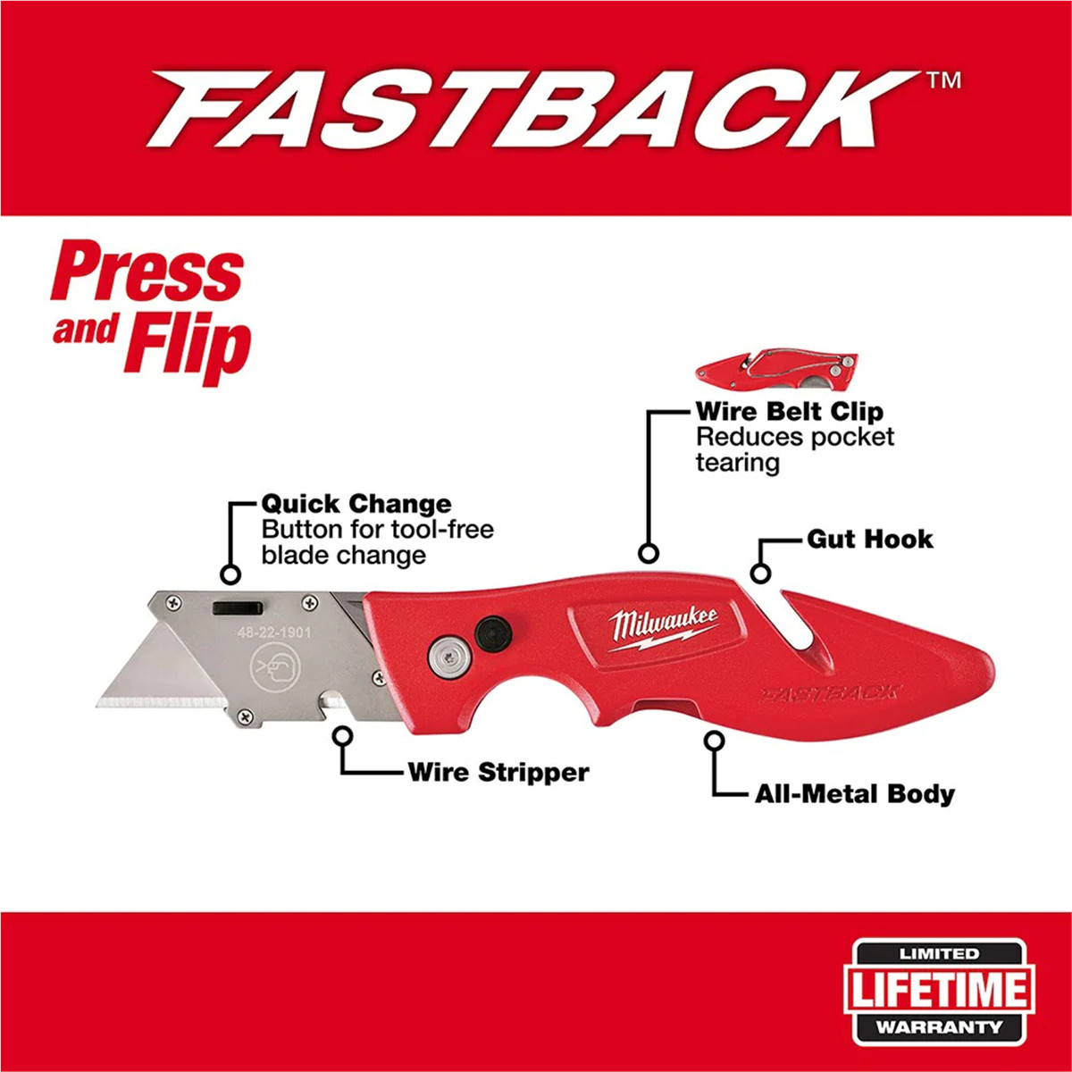 Milwaukee Tool FASTBACK Compact Folding Utility Knife