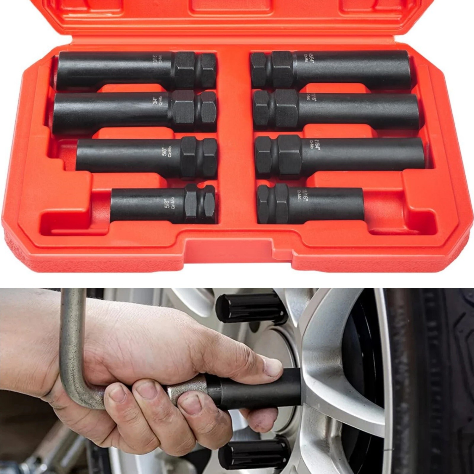 6 Spline & 7 Spline Lug Nut Socket Set, Drive Wheel Lock Key,Locking Nut Removal