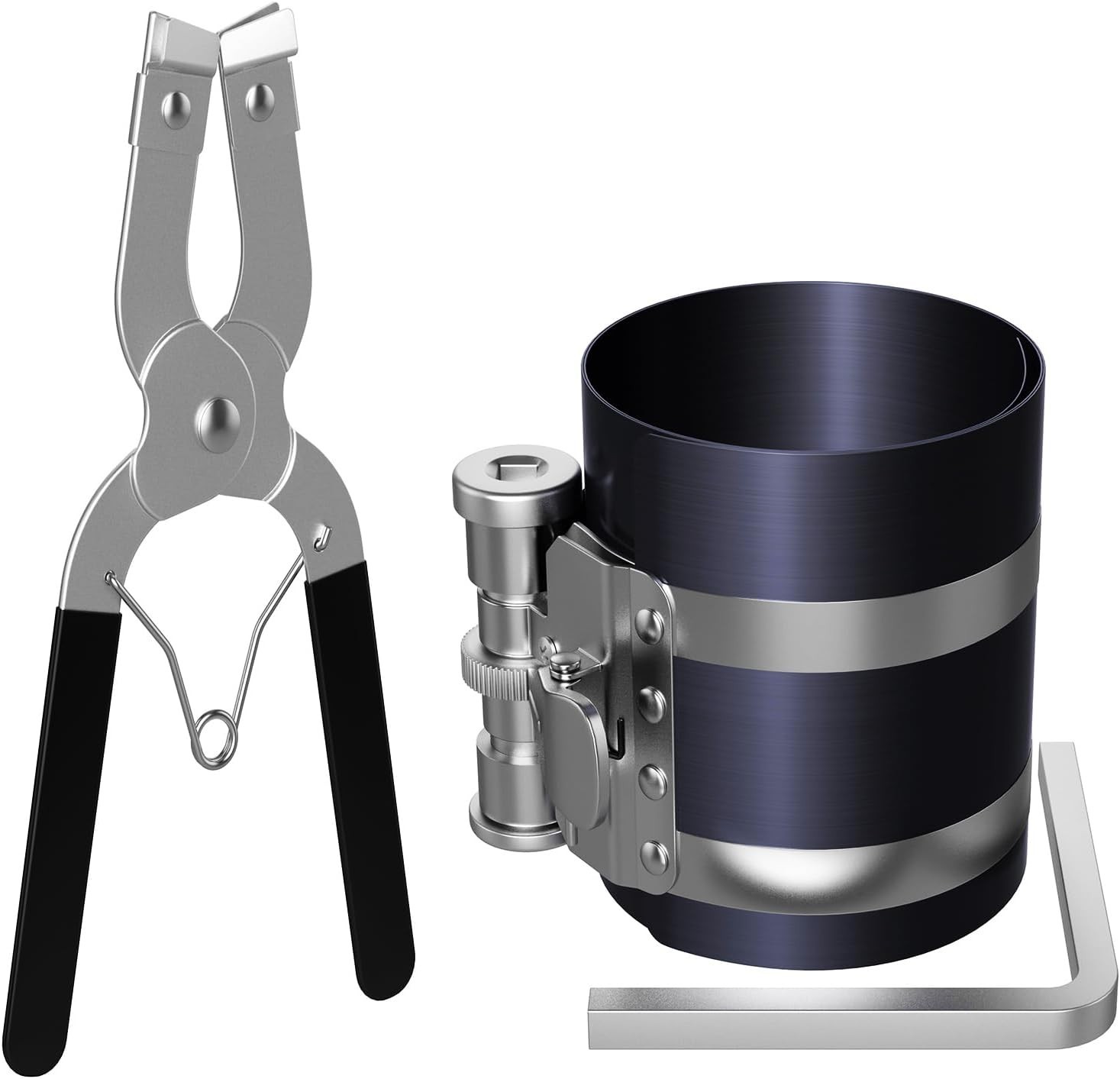 Piston Ring Compressor Tool Kit 2-1/8 to 7 Inch 53mm-175mm with Plier | Pisto…