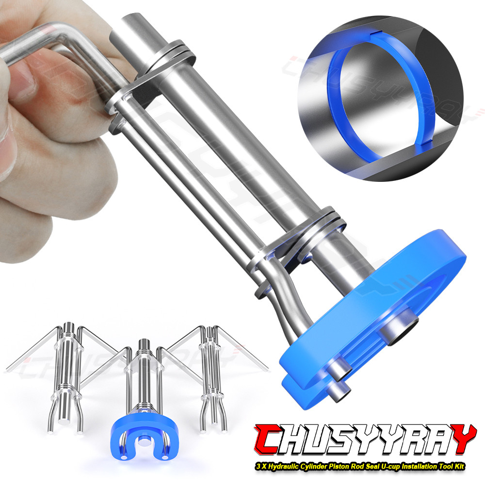 Hydraulic Cylinder Piston Rod Seal Up U-cup Installation Tools 3pcs S M L Kit US