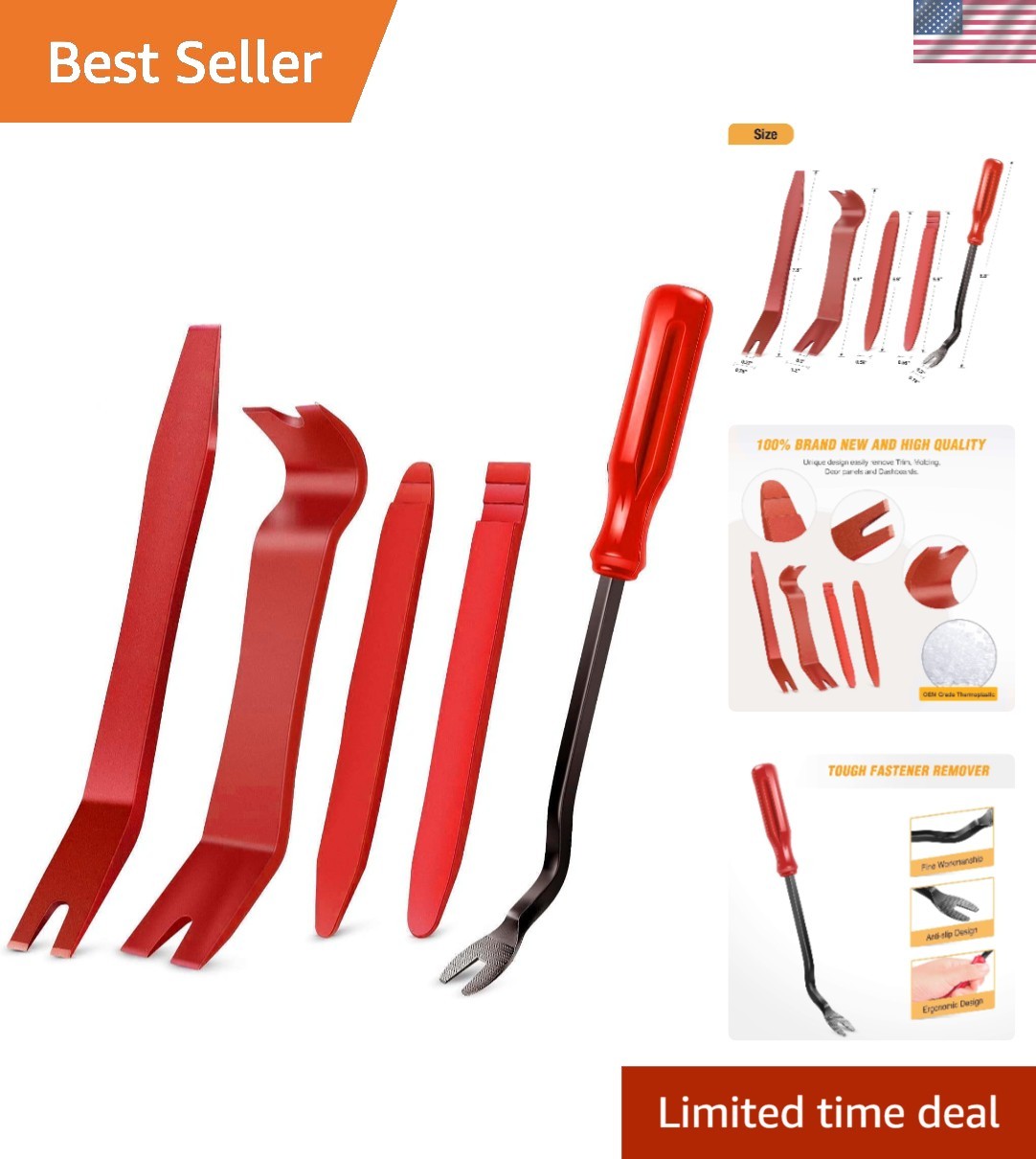 Lightweight Ergonomic 5-Piece Nylon Tool Kit for Automotive Repair & Restoration