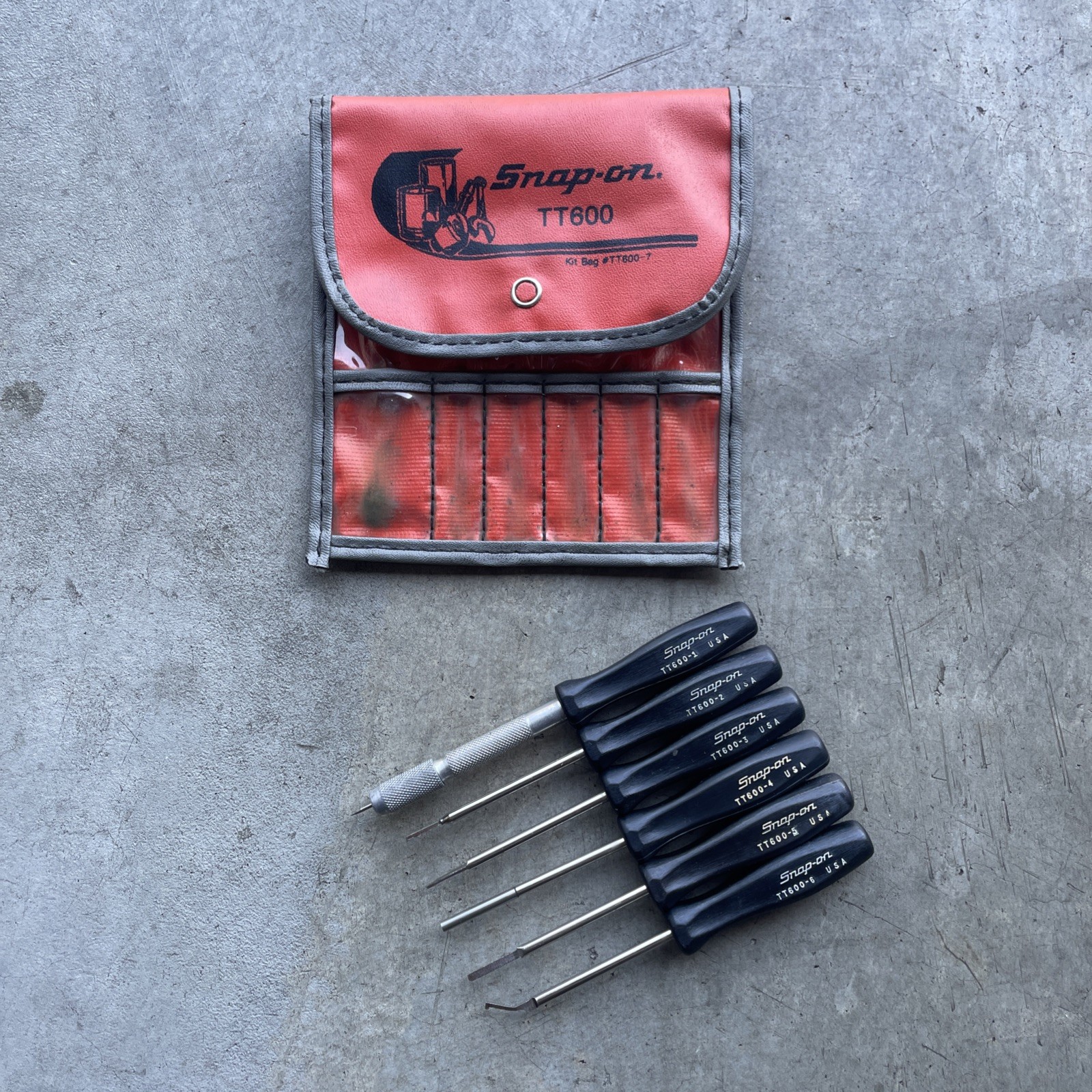 Snap On Tools USA 6pc Terminal Tool Set Kit TT600 Black Hard Grip Vintage EUC