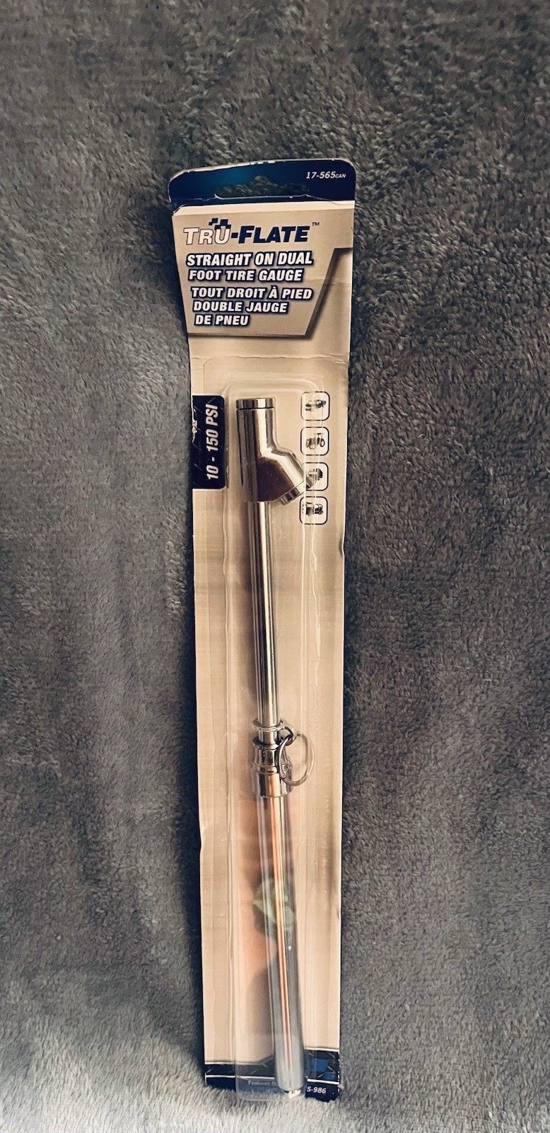 New in Package TRU-FLATE 17-565 Straight On Dual Foot Tire Gage 10-150 PSI