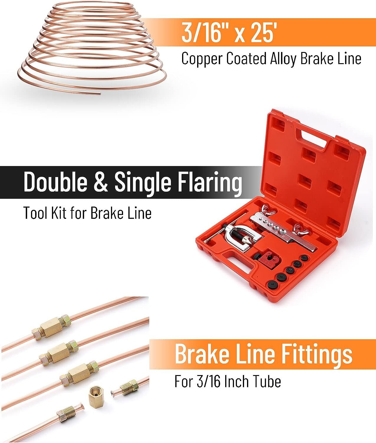 25FT 3/16 Copper Pipe Flaring Tool & Tube Bender Brake Line Pipe Upgrade Repair