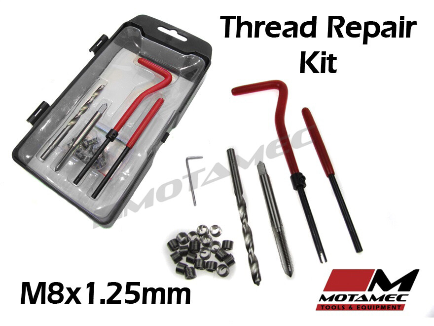 Motamec Tools M8 x 1.25mm Thread Repair Re thread insert Kit 25pc Box Set Metric