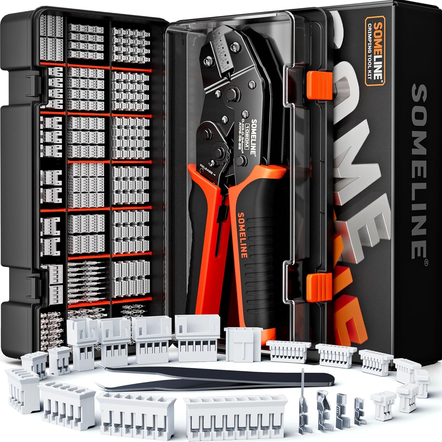 SOMELINE Crimp Tool Connector Kit, JST-SH 1.0mm/PH 2.0mm Orange/Black